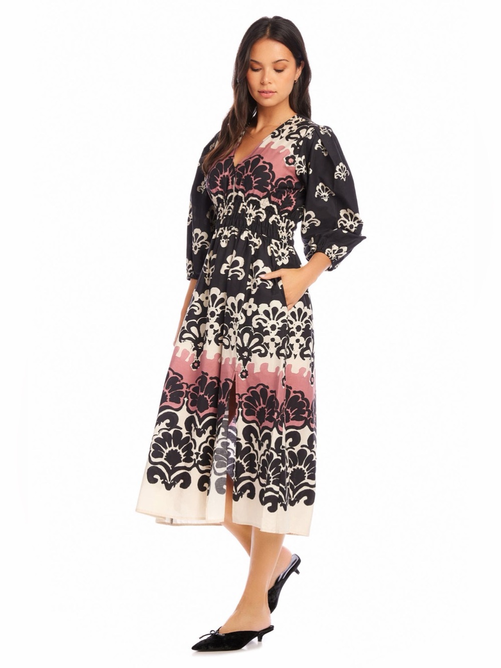 Women’s Black and Pink Floral Dress